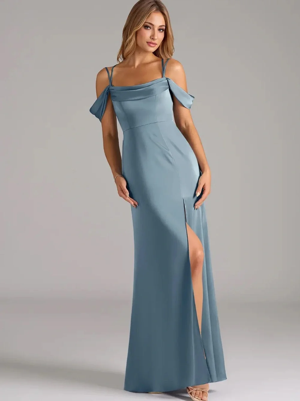Azazie Callan Bridesmaid Dress size A6 dusty blue NEW! - Picture 1 of 10